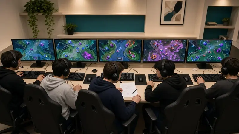 Schema di postazioni per un MOBA a cinque ruoli